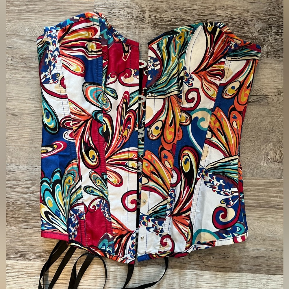 Colorful Butterfly Print Women's Corset Top